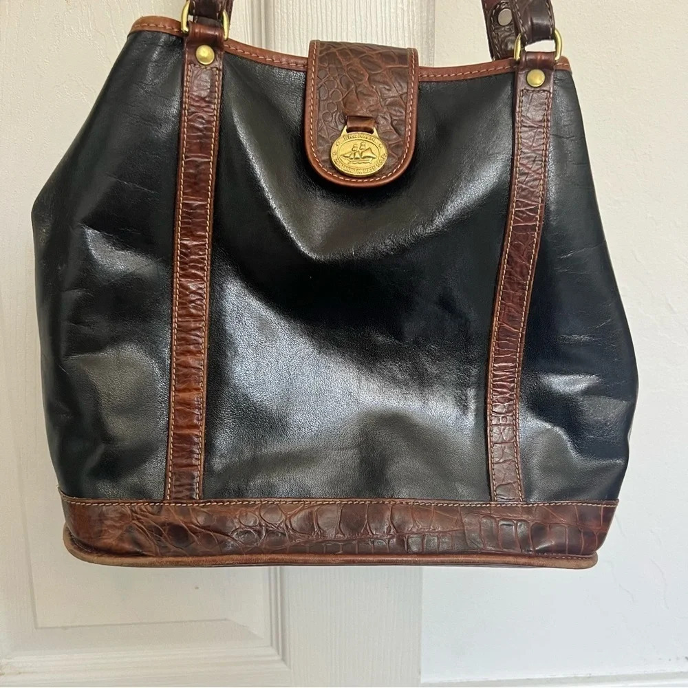 Vintage Brahmin brown & black purse tote leather - Picture 2 of 13